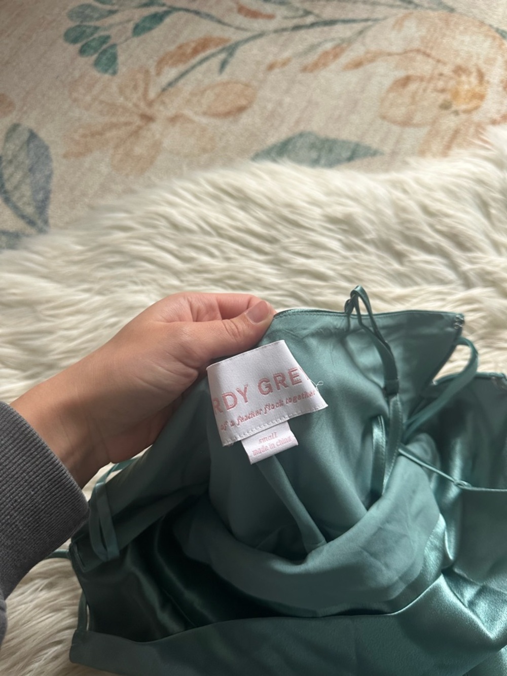 BIRDY GREY Lisa Dress In Shiny Satin Sea Glass - Picture 9 of 9